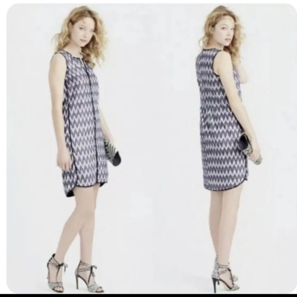 Tahari ASL Dresses & Skirts - J. Crew Women's Sleeveless Shift Dress  Blue And White Ikat V-Neckline Size 10